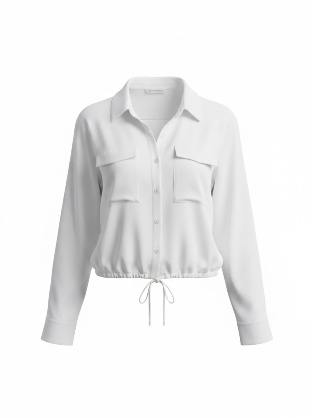 Urban Outfitters White Button-Down Drawstring Hem Shirt